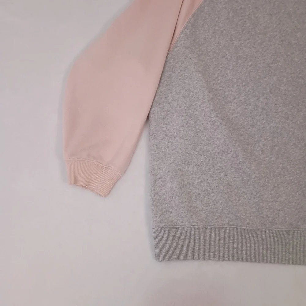 American Eagle Ahh-mazingly Soft Colorblock Raglan Sweatshirt Gray Pink Medium - Picture 3 of 14